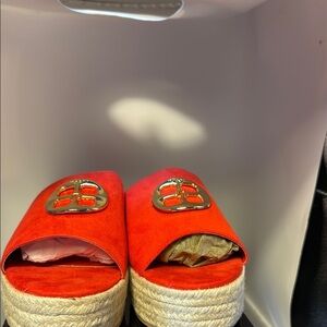 IMAN Red Espadrille Platform Shoes​